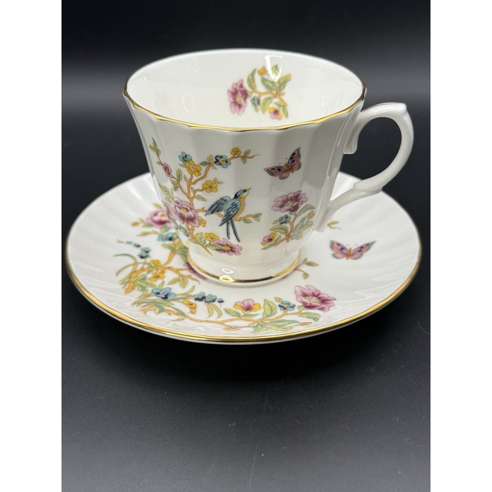 VTG Duchess England Fine Bone China Teacup & Saucer Blue Bird Butterfly Floral